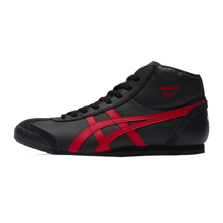Onitsuka Tiger Mexico Mid Runner Coverage Mid Top Casual Shoes Unisex Black Red