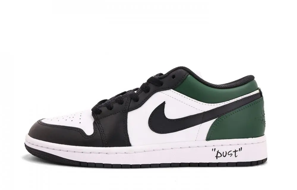 Jordan Air Jordan 1 Abrasion Resistant Coverage Low top Vintage Basketball Shoes Unisex Black White Green