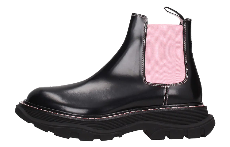 Alexander McQueen Ankle Leather Boots 'Black Pink' Women's