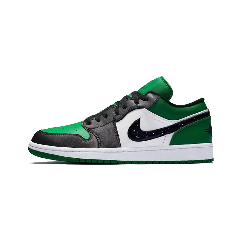 Jordan Air Jordan 1 Anti-Slip And Wear-Resistant Lightweight Low-Top Vintage Basketball Shoes Unisex Black Green