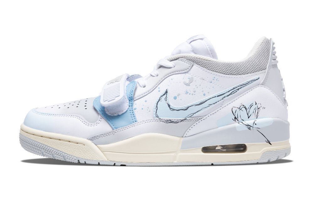 JORDAN Legacy 312 Vintage Basketball Shoes Men Low Top White/Blue/Gray