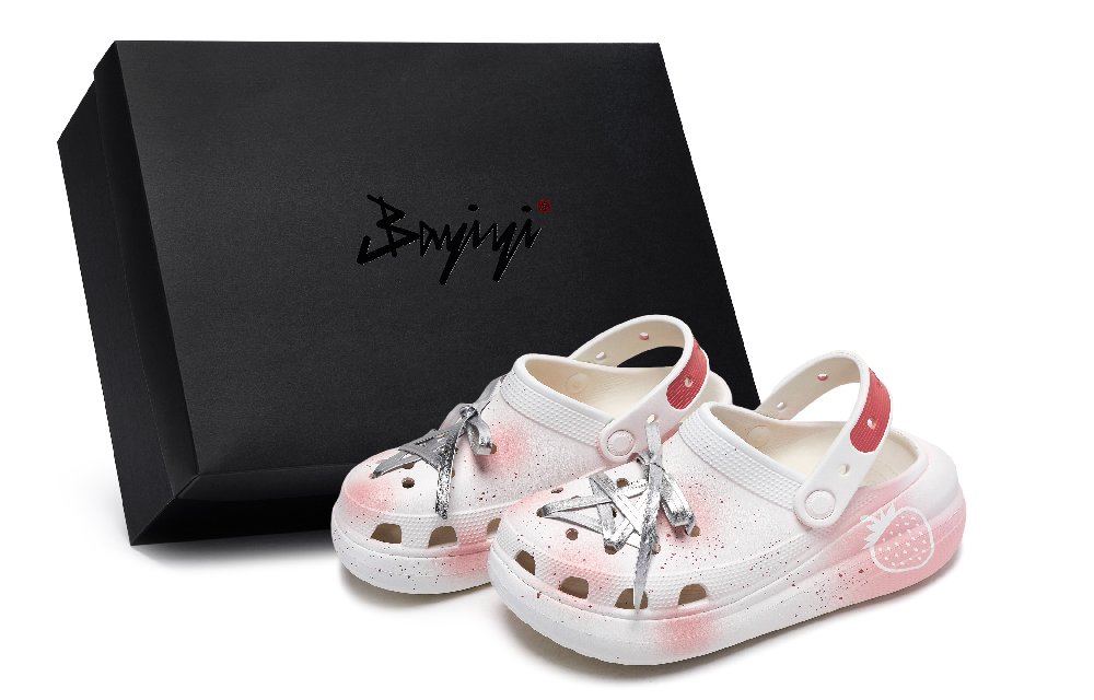 Crocs Crush Clog 811 Manufacturing, Strawberry Polka Dot, Special Shoe Box Clogs Unisex White Pink Red Silver