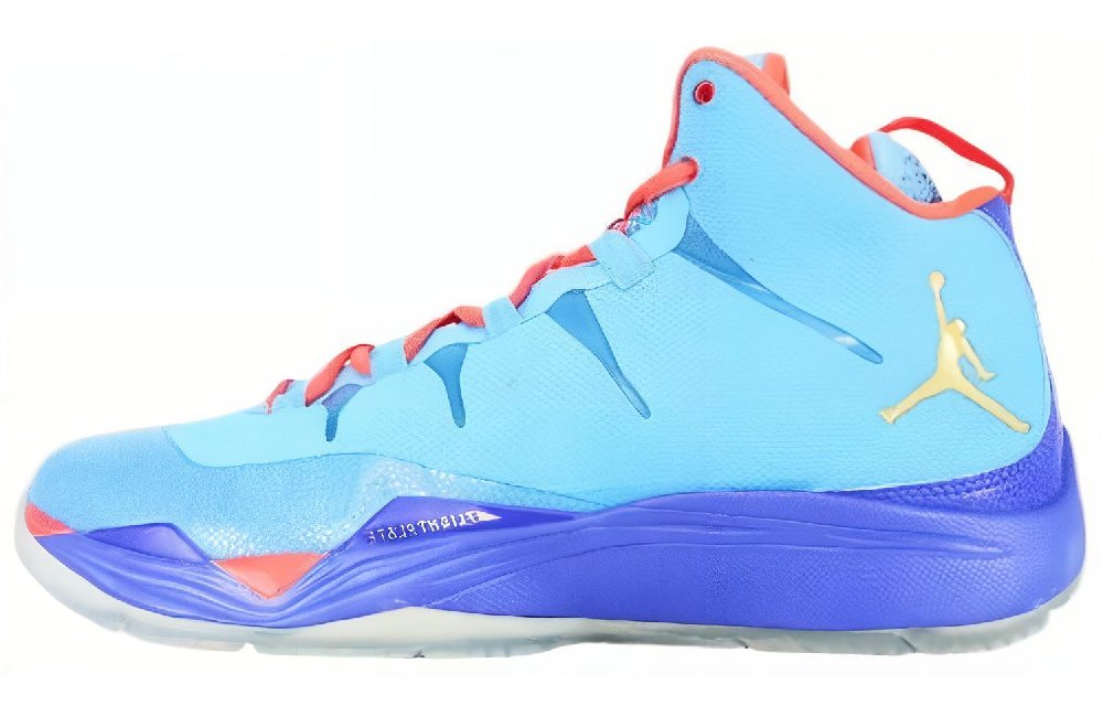 Jordan Super Fly 2 Shock Absorbers Slip Resistant Mid Top Basketball Shoes Unisex Blue