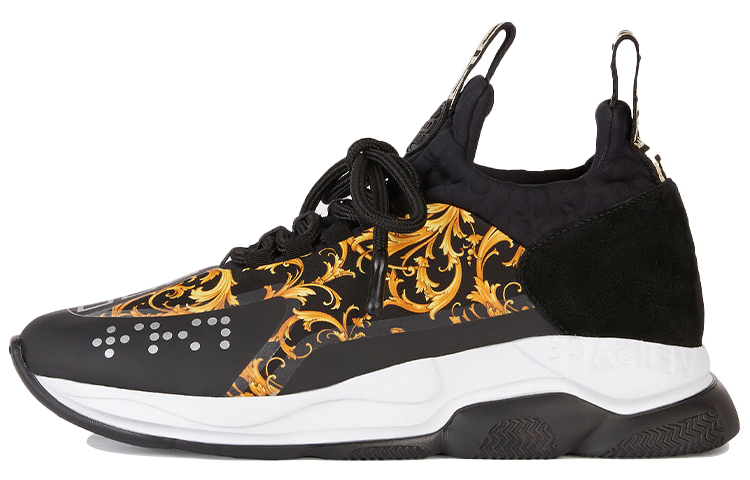 VERSACE Cross Chainer Baroque Print Black White Women's
