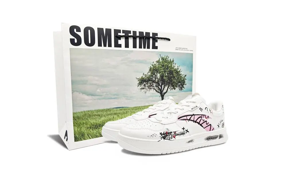 Anta Relaxed Slip Resistant Cushioning Abrasion Resistant Low Top Skateboard Shoes Men's White Pink Black