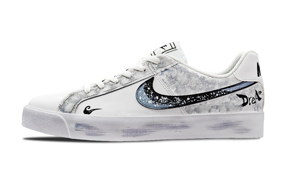 Nike Court Royale Collection Non slip Lightweight Low Top Skateboard Shoes Unisex Black Gray White