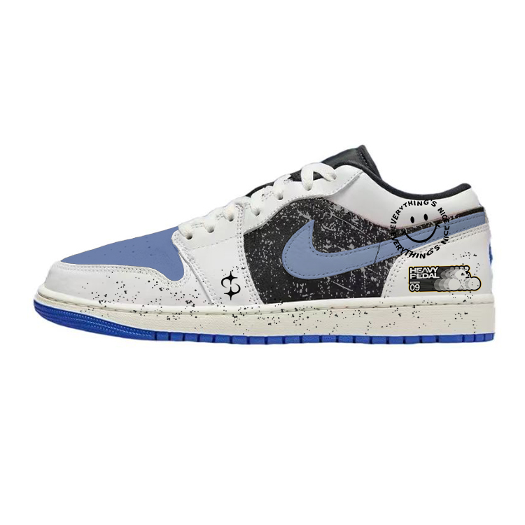 Jordan Air Jordan 1 Anti-Slip Wear-Resistant Low-Top Vintage Basketball Shoes Men's Black White