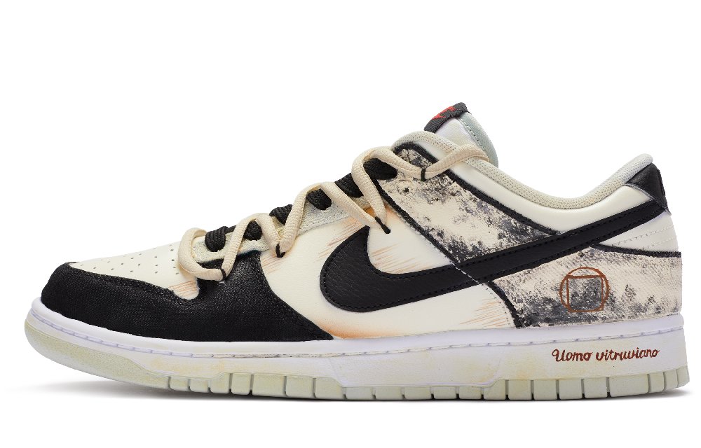Nike Dunk Low Top Skateboard Shoes Unisex Beige White Black
