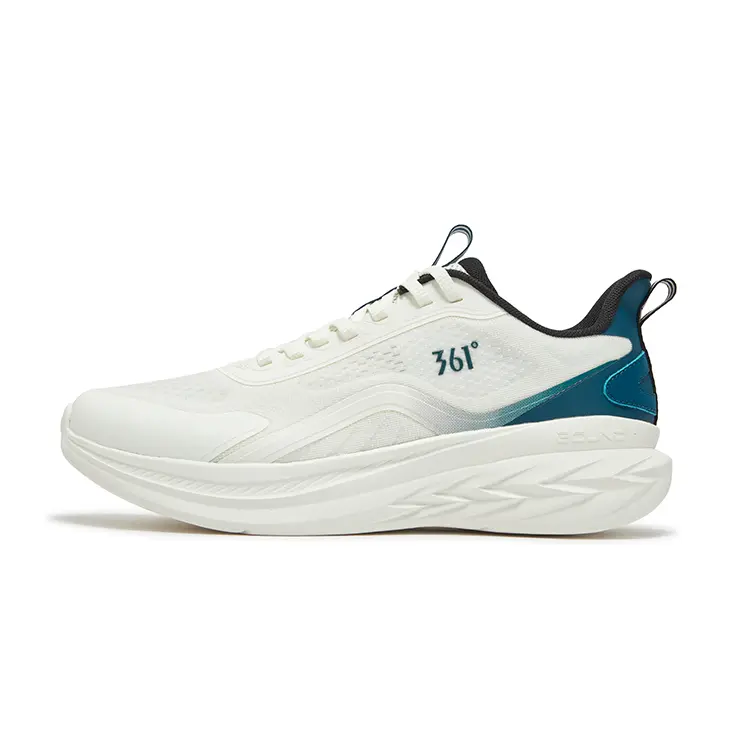 361° Feiyu 3.0 Abrasion Resistant Waterproof Slip Resistant Low Top Casual Running Shoes Men's White Teal