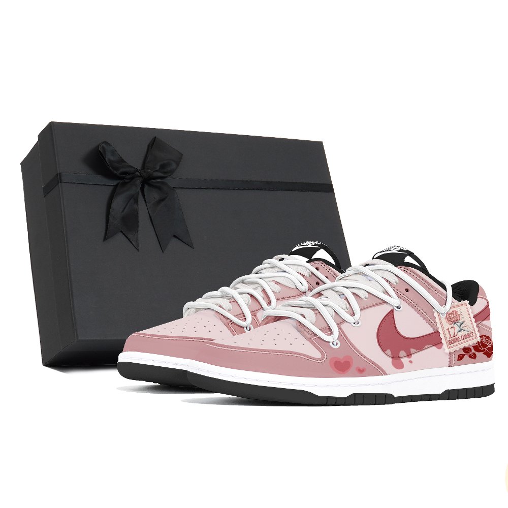Nike Dunk Dust Collection Slip Resistant, Abrasion Resistant, Lightweight Low Top Skateboard Shoes Unisex Red Pink