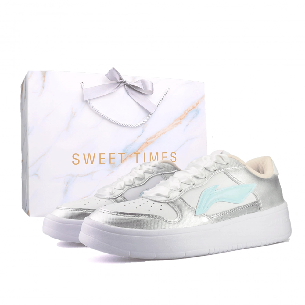 LiNing Pontoon Boats Slip Resistant, Lightweight, And Breathable Low top Skateboard Shoes Unisex Silver Blue