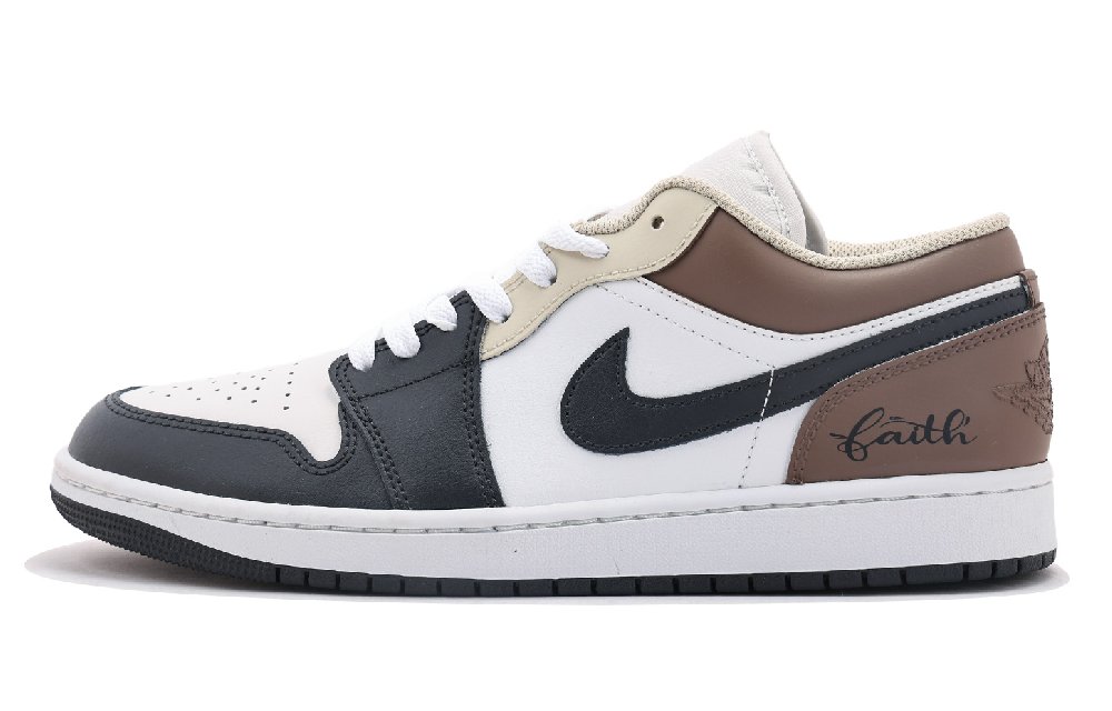 Jordan Air Jordan 1 Abrasion Resistant Coverage Low Top Vintage Basketball Shoes Unisex Light Brown