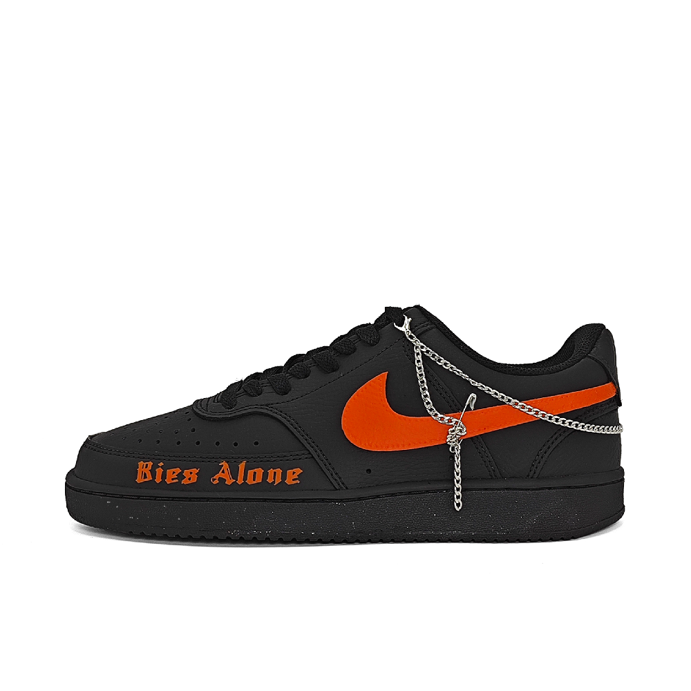 Nike Court Vision Anti-Slip Wear-Resistant Low-Top Skateboard Shoes Unisex Black