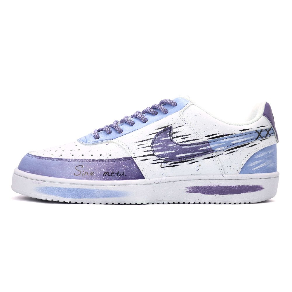 Nike Court Vision 1 Hundred Grass Alliance Anti Slip Wear Resistant Low Top Skateboard Shoes Unisex Blue Purple