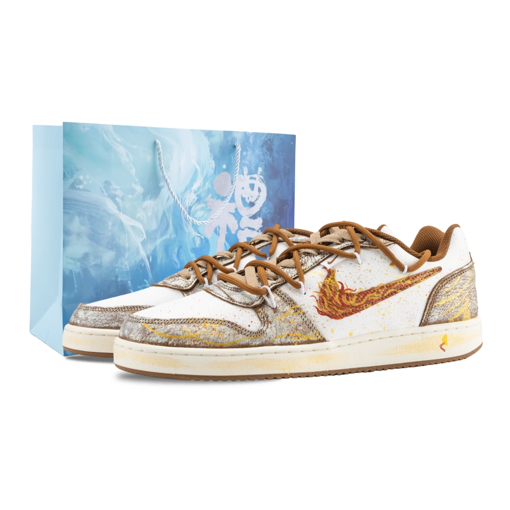 Nike EBERNON Cinnabar Flame Abrasion Resistant Thermal Low top Skateboard Shoes Men's White Brown