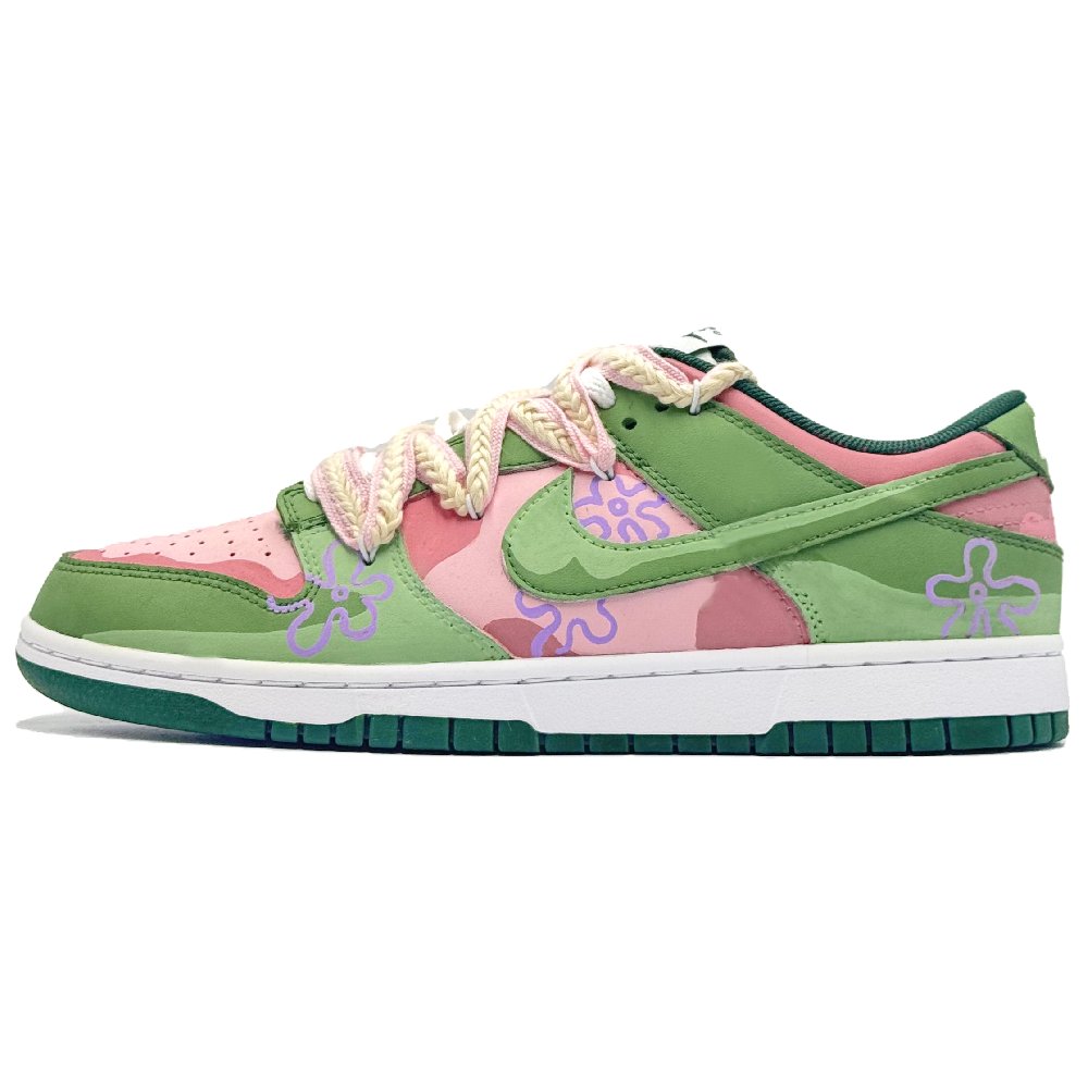Nike Dunk Party Stars Slip Resistant Cushioning Low Top Skateboard Shoes Unisex Pink Green