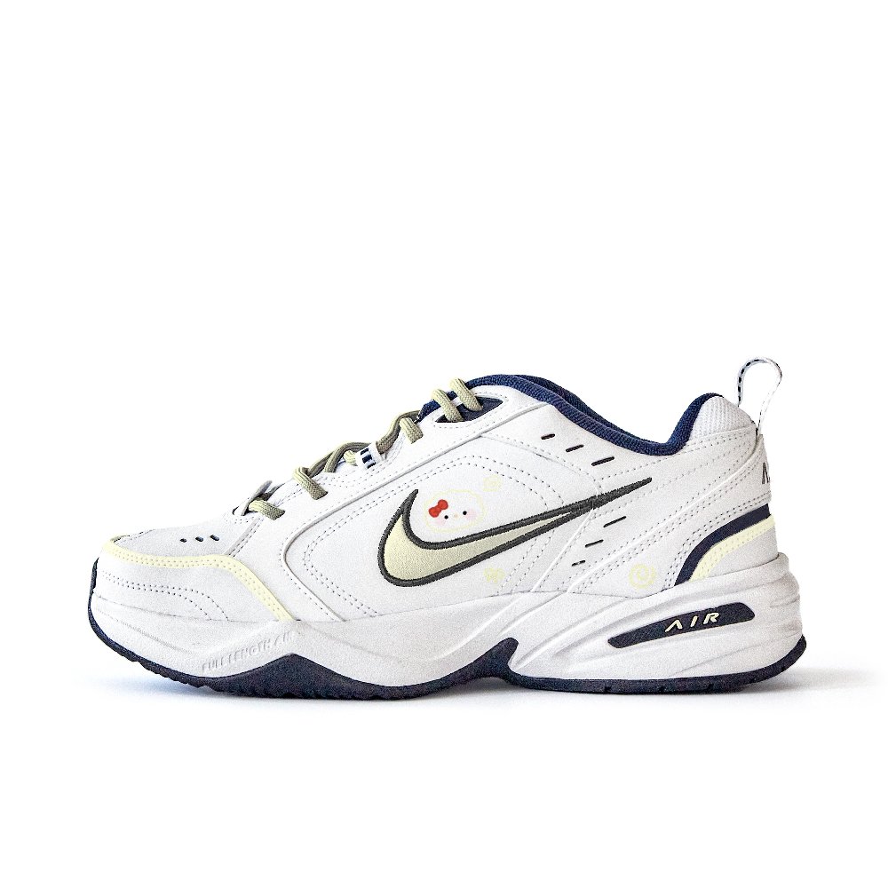 Nike Air Monarch 4 Anti-Slip Wear-Resistant Low-Top Chunky Sneakers Unisex White Yellow