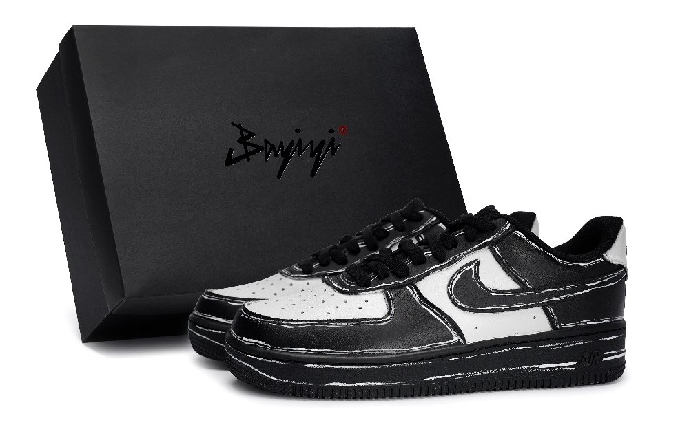 Nike Air Force 1 07 Special Shoe Box Anti-Slip Wear-Resistant Low-Top Skateboard Shoes Unisex Black White