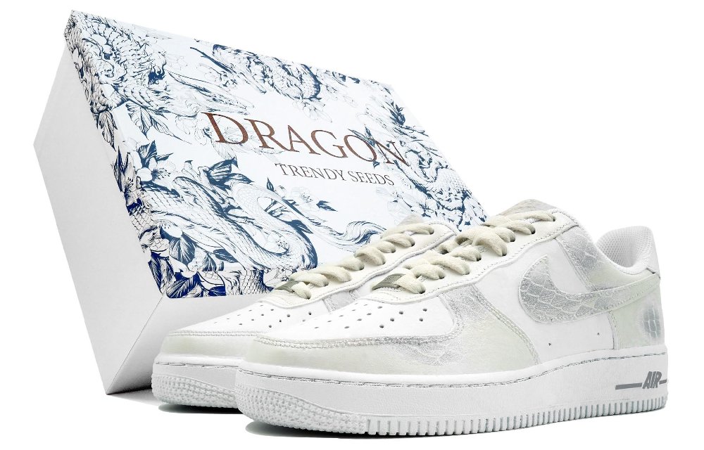 Nike Air Force 1 Kaleidoscope White Dragon Box Coverage Warm Low-Top Skateboard Shoes Unisex White