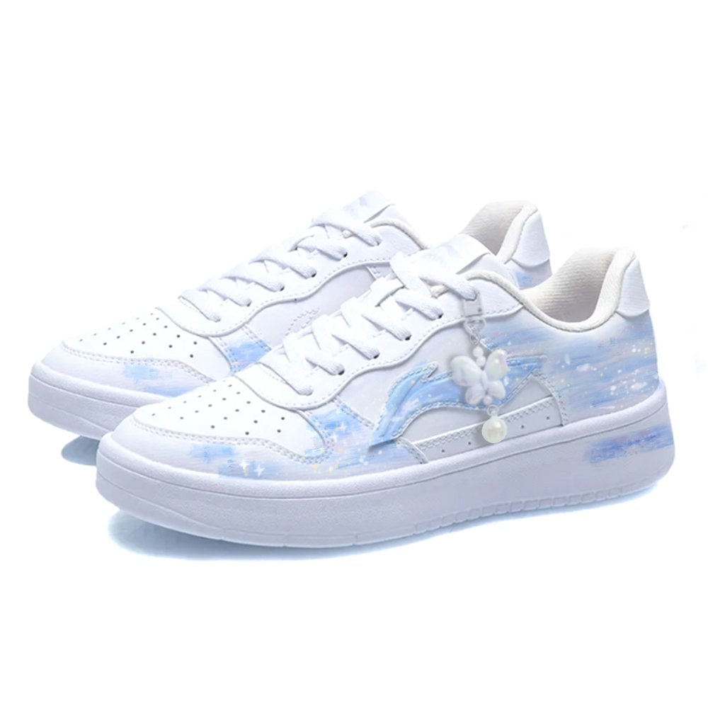 LiNing Pontoon Boats Wear resistant And Lightweight Low Top Skateboard Shoes Women's Blue White купить в интернет-магазине Yoocart с быстрой доставкой по России.