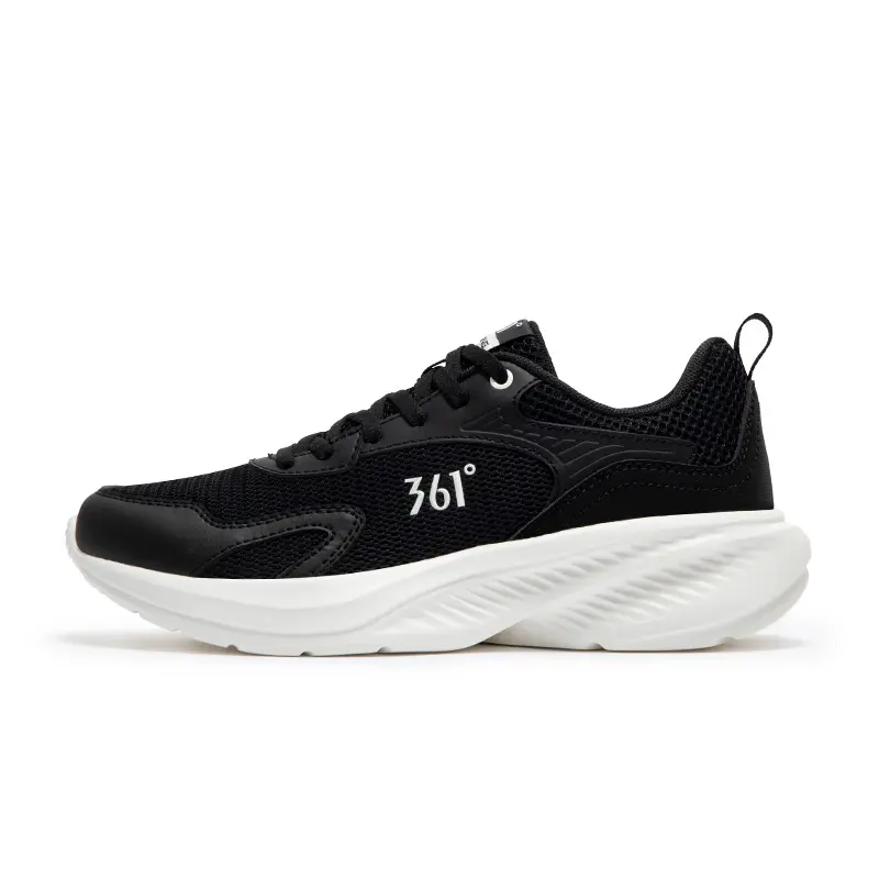 361° Breathable Cushioning Lightweight Low-Top Sprint Running Shoes Women's Black White