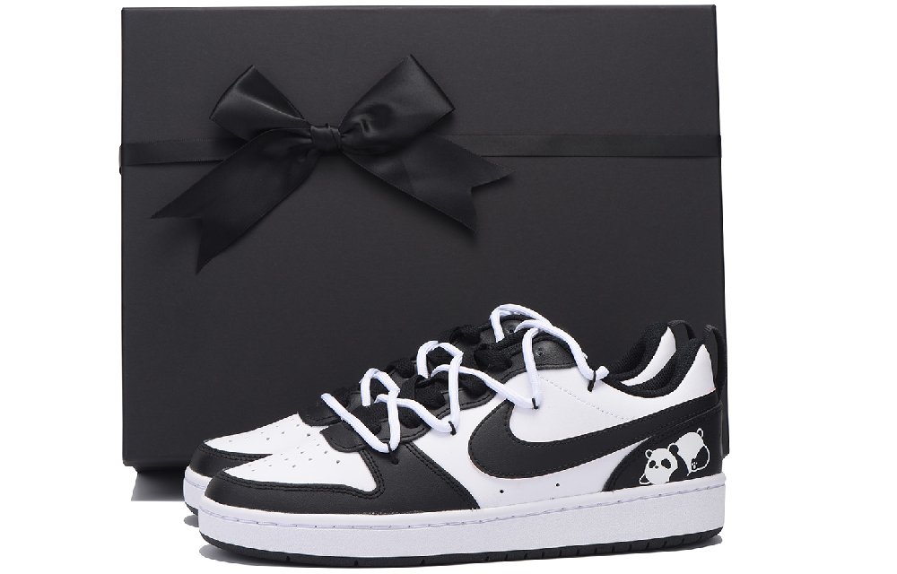 Nike Court Borough Low Chestnut Anti-Slip Wear-Resistant Low-Top Skateboard Shoes GS Black White