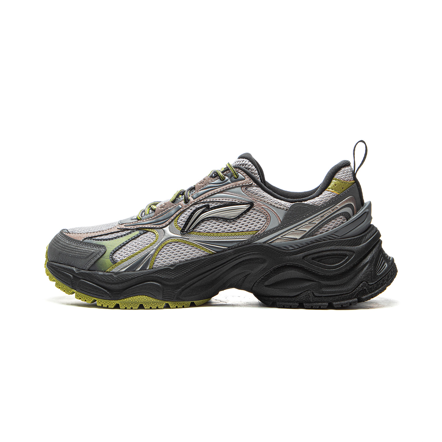 LiNing Star Ring Slip Resistant, Abrasion Resistant, Breathable Low Top Casual Shoes Men's Gray