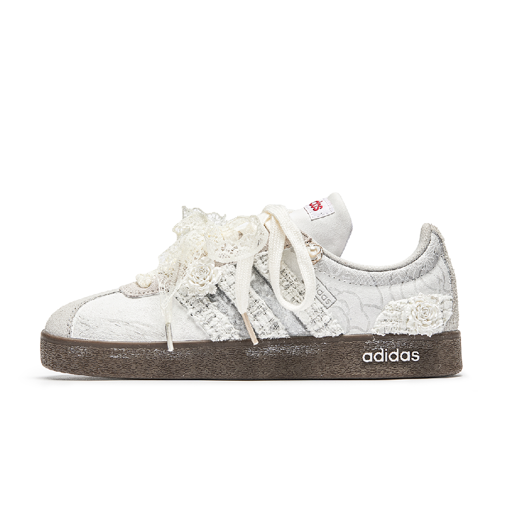 Adidas Neo VL Court Lifestyle Wu Jian, Box, Plain Blossom Cushioning Low Top Skateboard Shoes Unisex Silver Brown