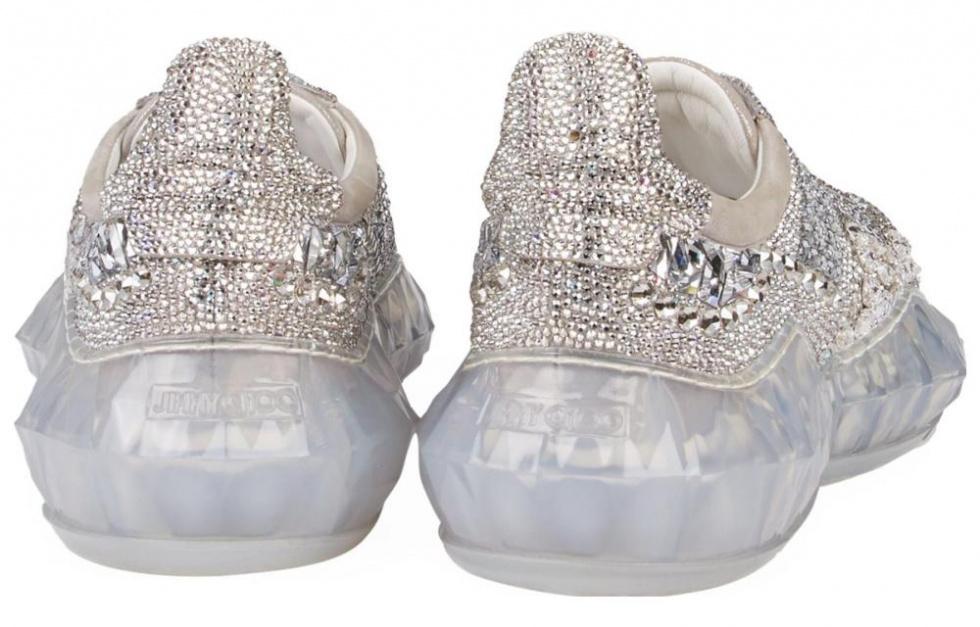 Jimmy Choo Diamond F Low Top Sports Casual Shoes Women's Silver