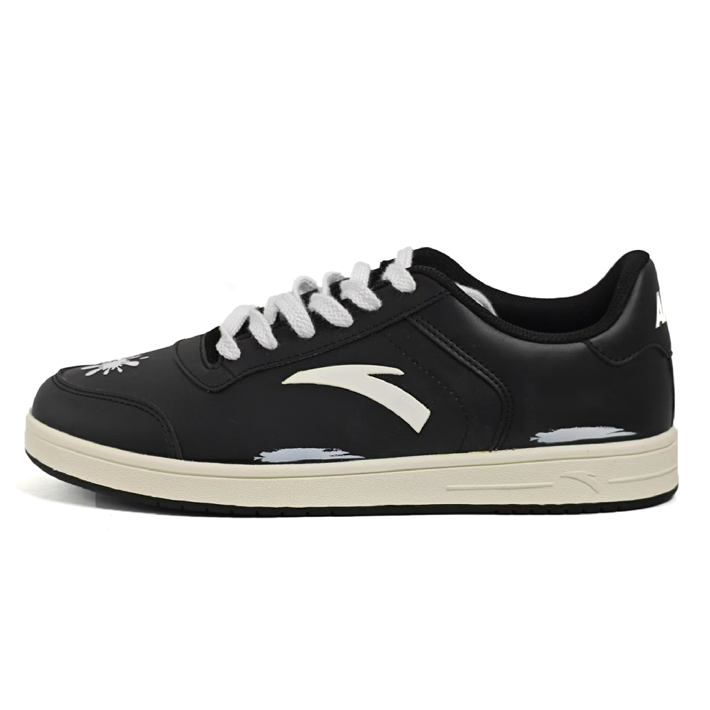Anta Anti-Slip And Wear-Resistant Lightweight Low-Top Skateboard Shoes Men's Black White