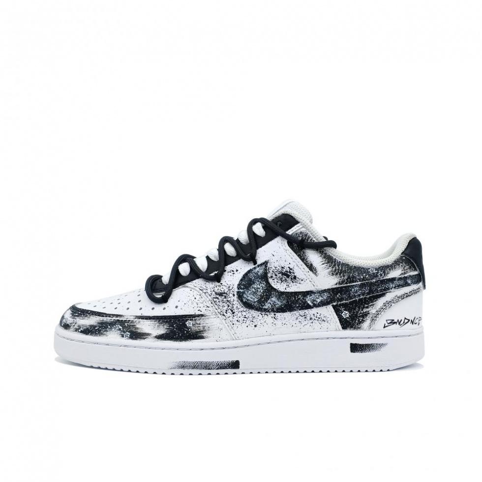 Nike Court Vision 1 Low Top Skateboard Shoes Men's Black White