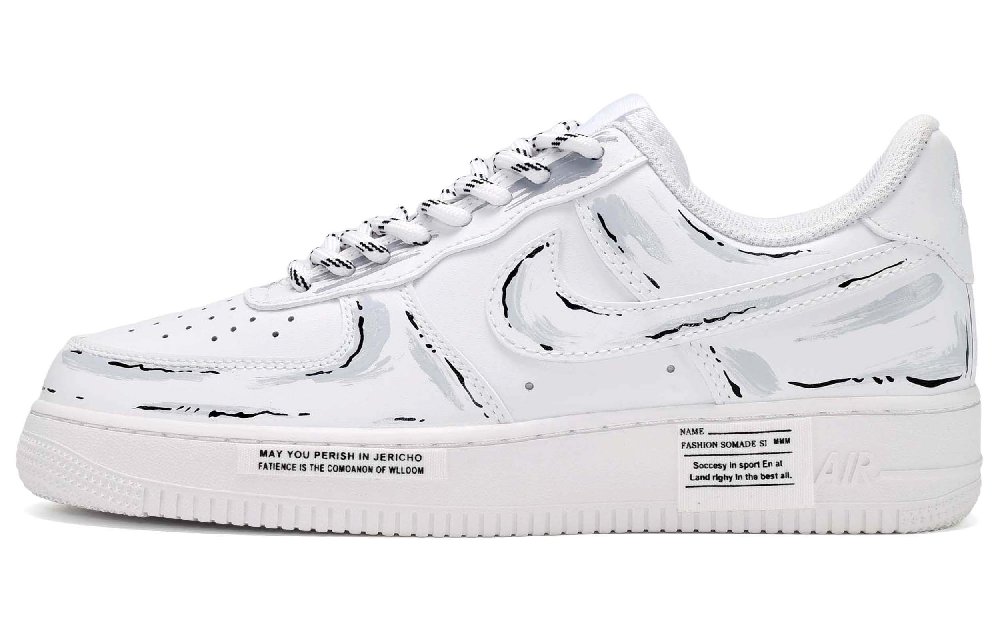 Custom Soccer Shoes Nike Air Force 1 Low CUS ID Little Comfort Low-Top Skateboard Shoes Unisex Black White Gray
