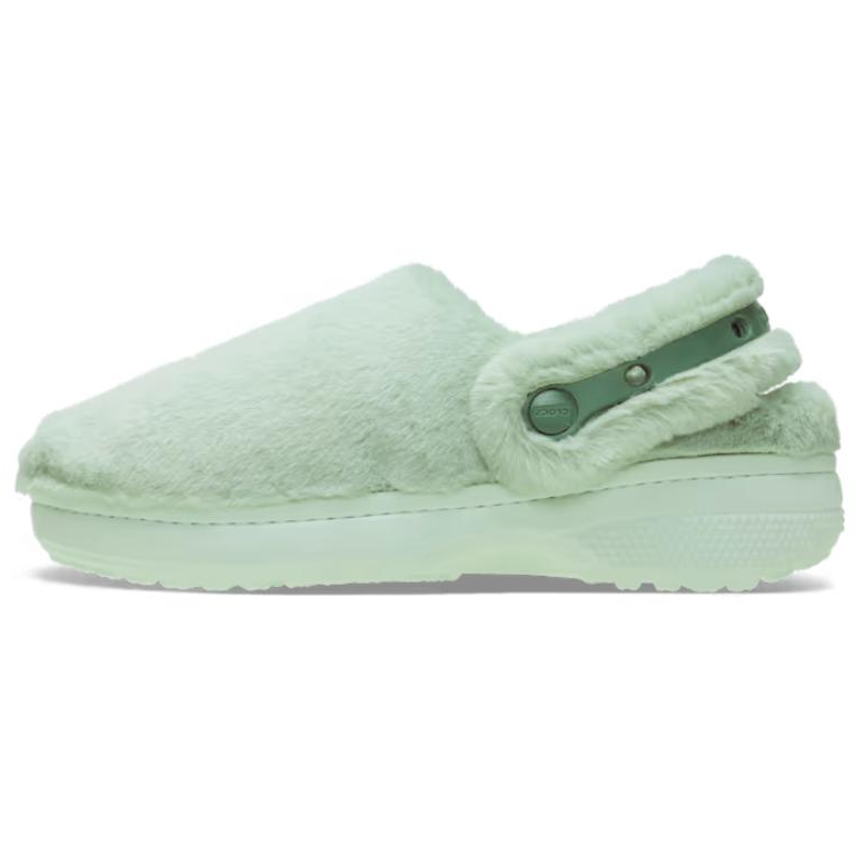 Crocs Fuzzy Abrasion-Resistant Slip-Resistant Wrap-toe Slippers Unisex Green