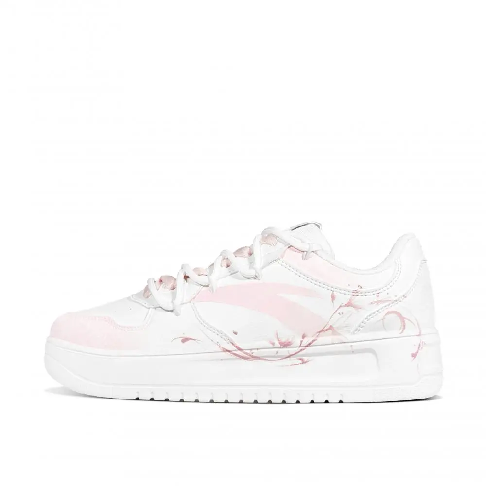 Anta Relaxed Slip Resistant, Abrasion Resistant, Lightweight Low top Skateboard Shoes Women's White Pink