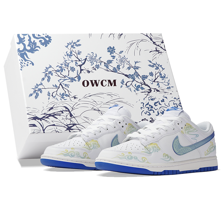 Nike Dunk Low Top Skateboard Shoes Men's Blue White