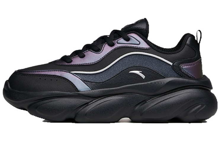 Anta Meow Shoes Paw Claws Cushioning Height Increasing Lightweight Low-Top Chunky Sneakers Women's Black Silver