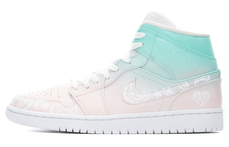 Jordan Air Jordan 1 Anti-Slip Wear-Resistant High-Top Vintage Basketball Shoes Women's Pink Blue