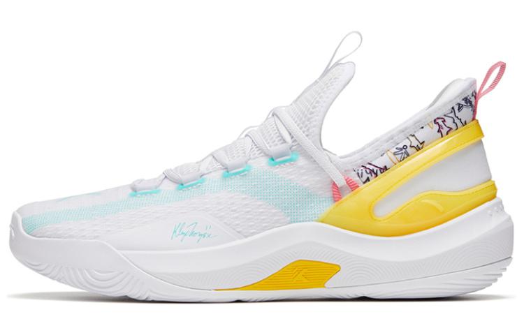 Anta KT Fly Anti Slip Wear Resistant Low Top Basketball Shoes Men's White Yellow