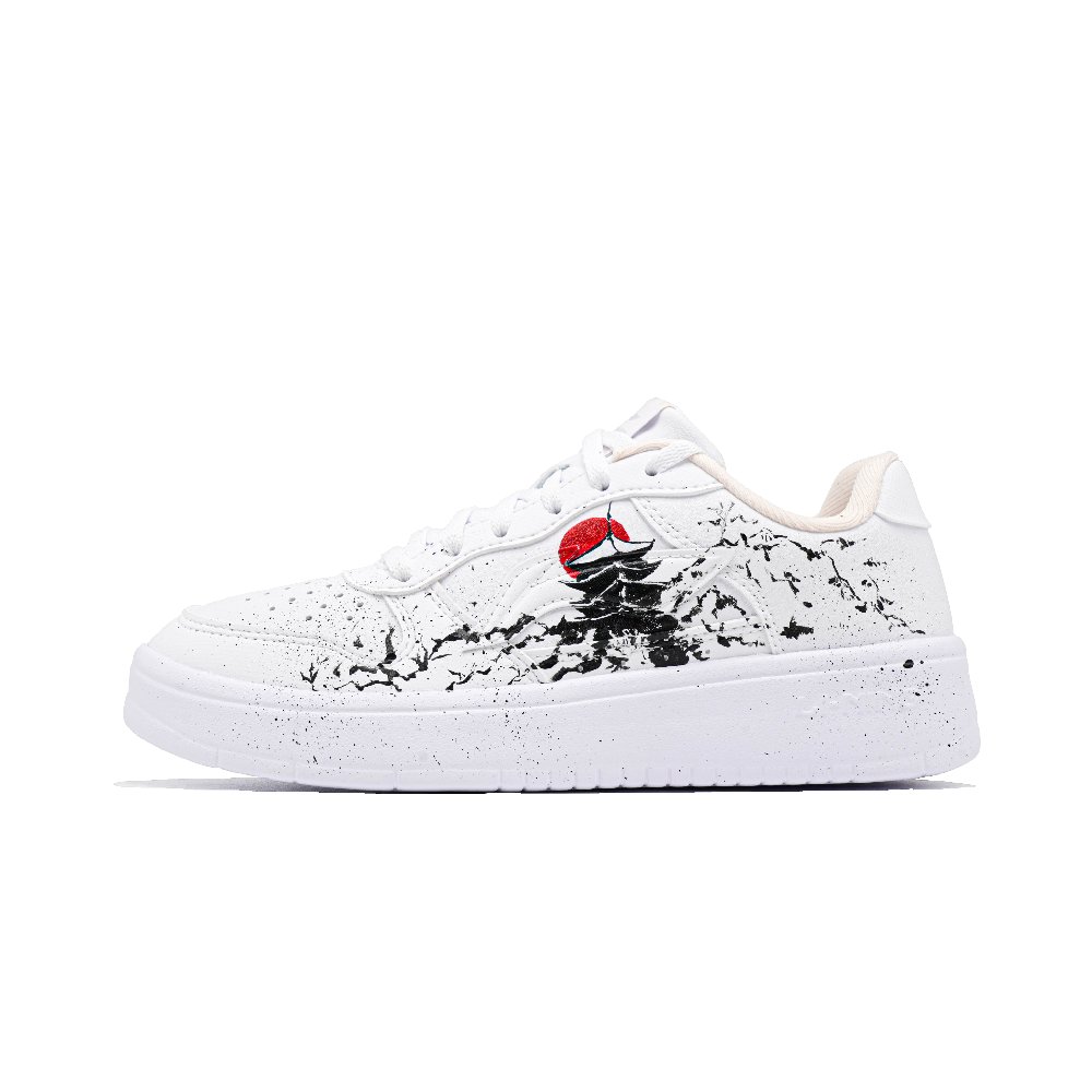 LiNing Pontoon Boats Cushioning, Wear Resistant Low Top Skateboard Shoes Unisex Black White