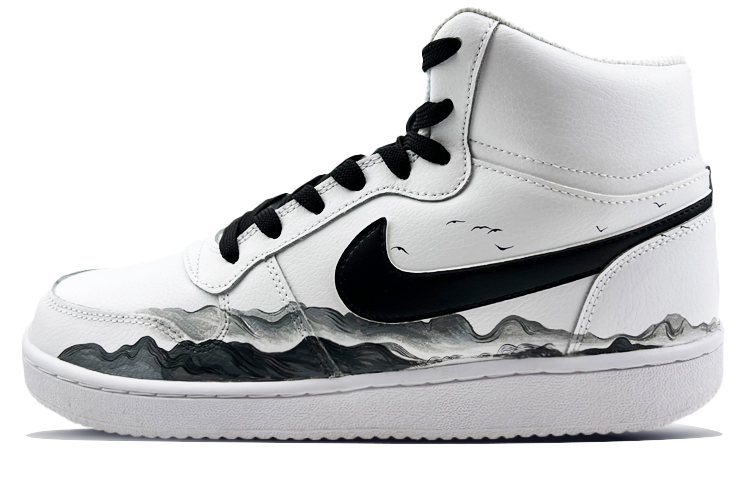 Nike EBERNON Mid High-Top Skateboard Shoes Men's Black White