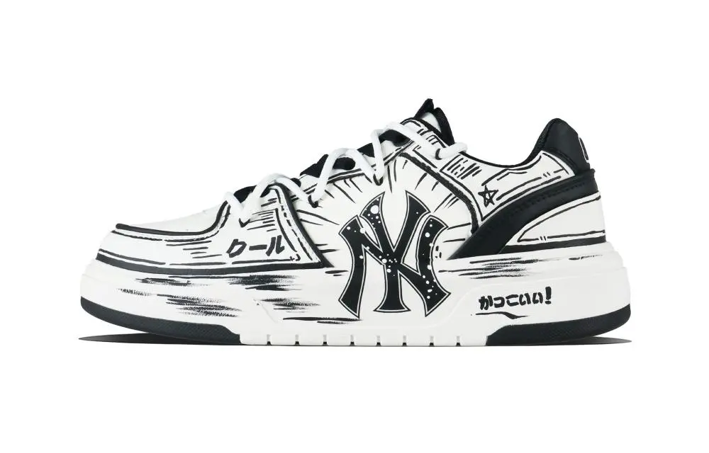 MLB Chunky Liner Explosion Abrasion Resistant Low top Skateboard Shoes Unisex Black White