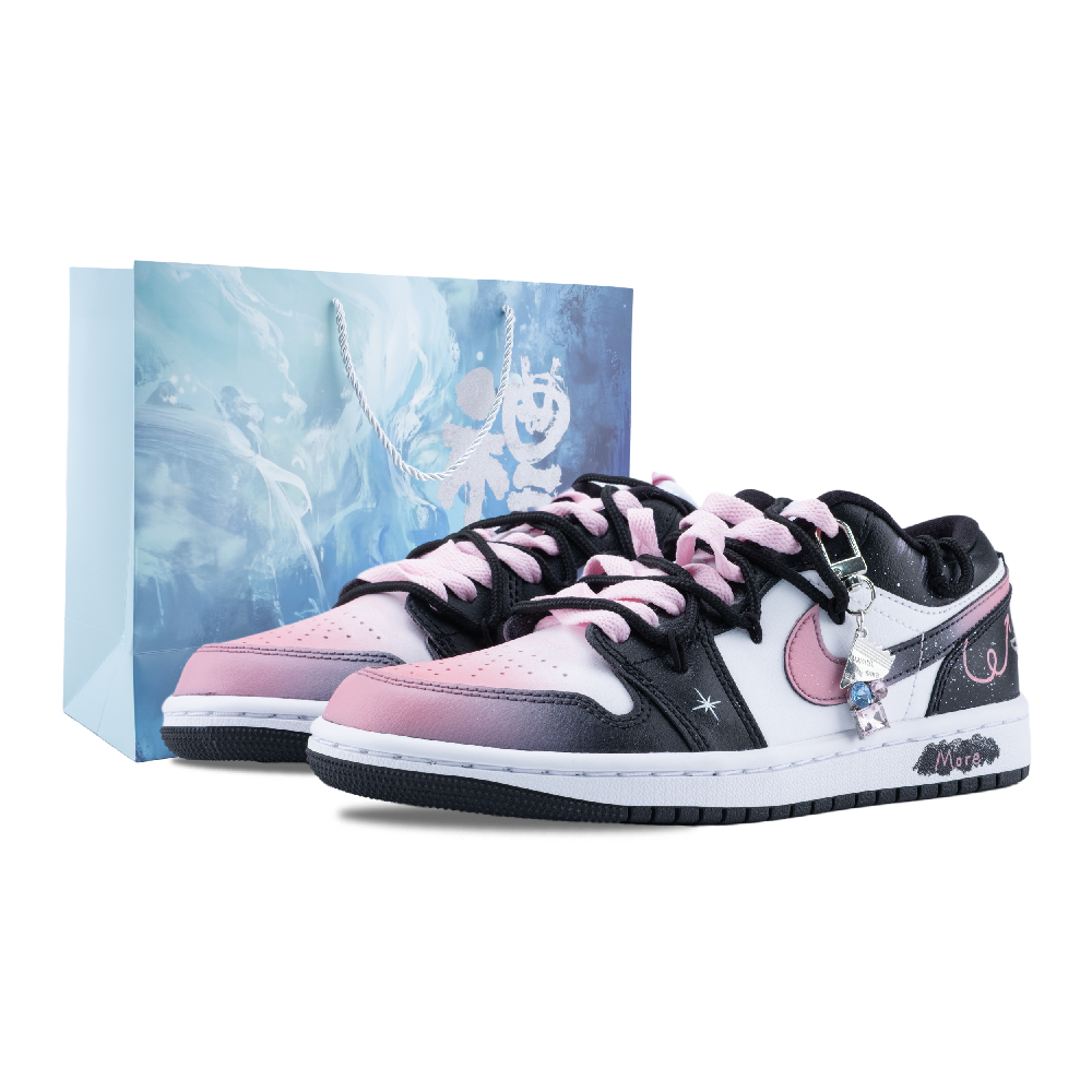 Jordan Air Jordan 1 Honey Sweetheart Anti Slip Wear Resistant Low Top Vintage Basketball Shoes Women's Black Pink