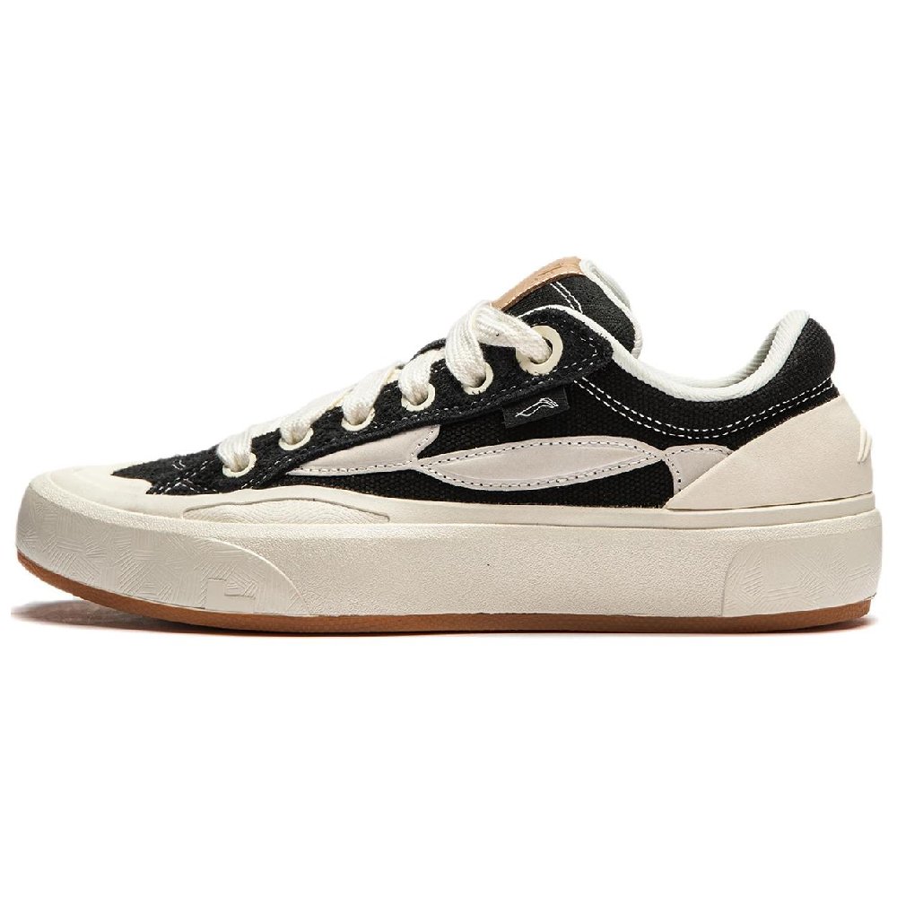 LiNing Wave Abrasion-Resistant Slip-Resistant Low-Top Skateboard Shoes Women's Black White