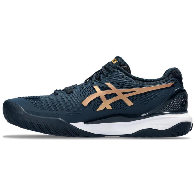 Asics Гель Resolution 9 Кроссовки для тренировок Низкие Синее золото Белые Мужские
