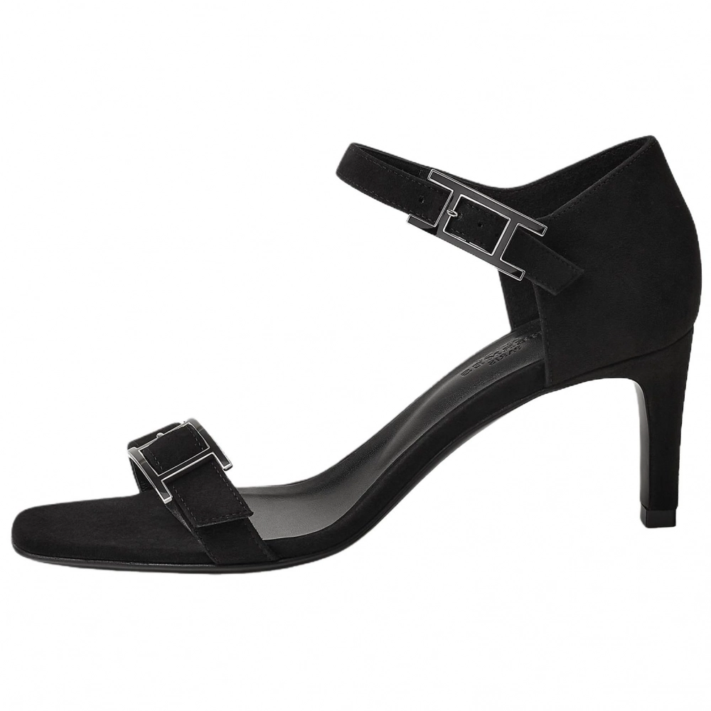 HERMES Judy 70 One Strap Sandals 7cm Women's Black