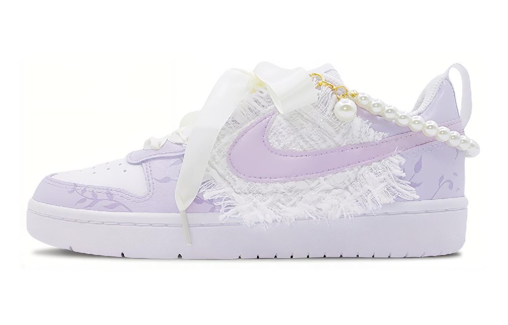 Nike Court Borough Low Slip-Resistant Cushioning Wear-Resistant Low-Top Skateboard Shoes Women's Purple White