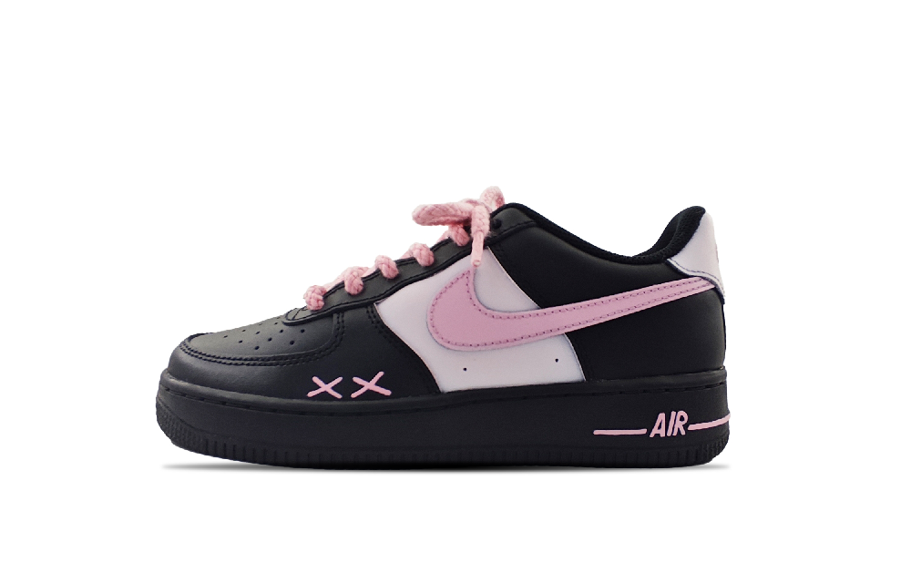 Nike Air Force 1 Anti Slip Wear Resistant Low Top Skateboard Shoes Women's Black Pink