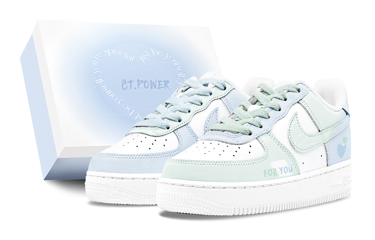 Nike Air Force 1 Air Force 1 Abrasion Resistant Low top Skateboard Shoes Women's Blue Green