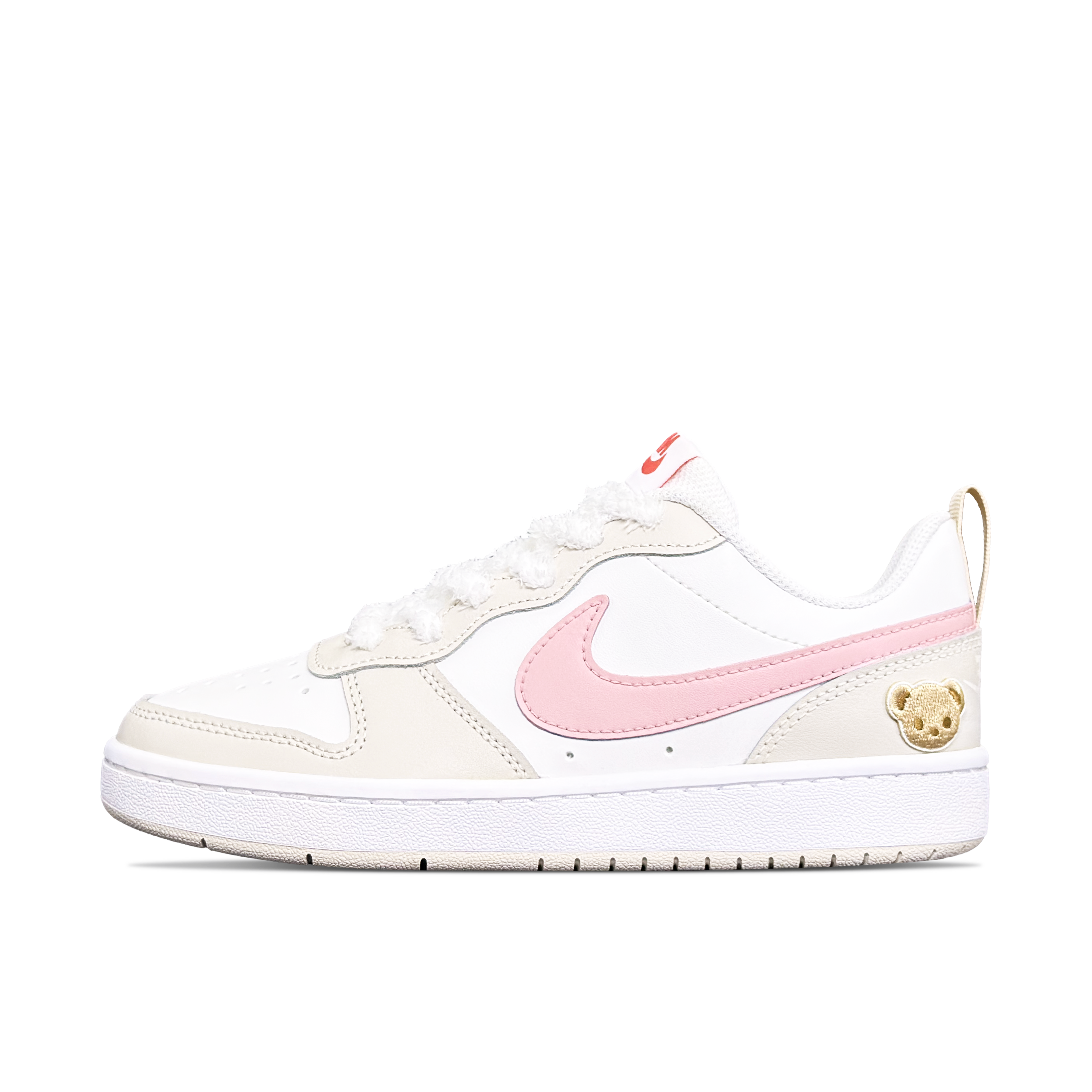Nike Court Borough Milk Candies Bear Abrasion Resistant Low Top Skateboard Shoes Women's Beige White Pink