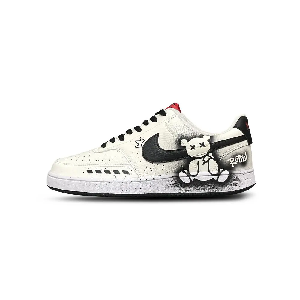 Nike Court Vision 1 Tower Rabbit Cushioning, Wear Resistant Low top Skateboard Shoes Men's Black White